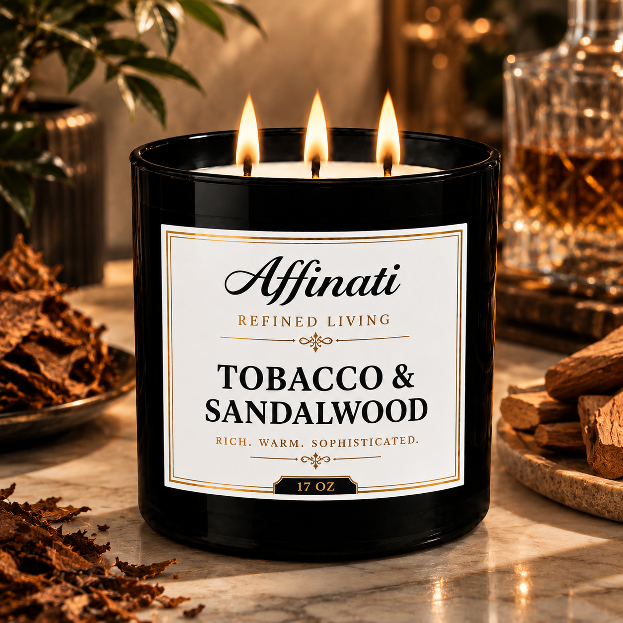 Tobacco & Sandalwood 3-Wick Candle