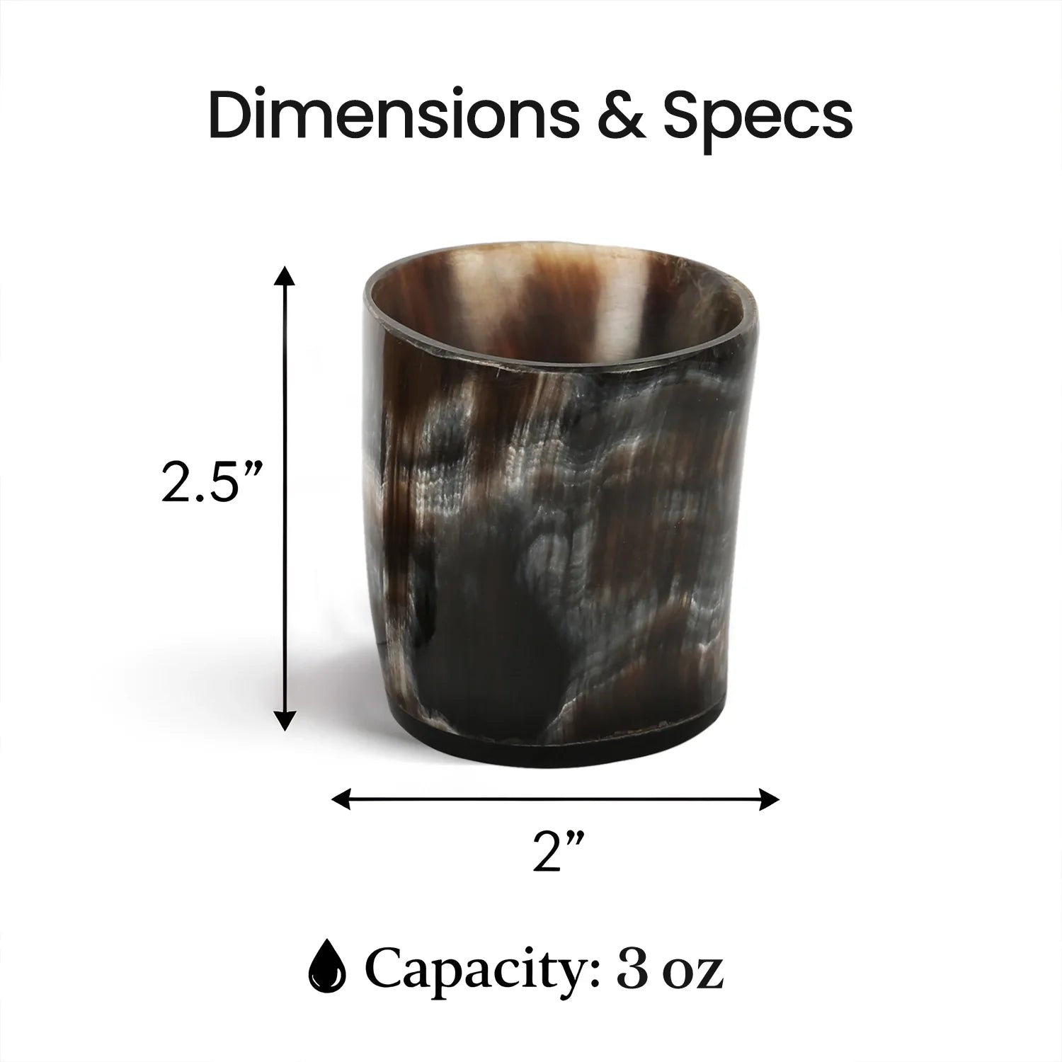 Buffalo Horn Whiskey Shot Glasses 6.5 oz - (Pack of 3)