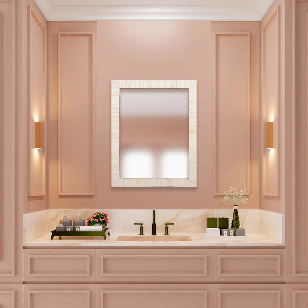 Make To Order Classic White Mirror Bone Inlay Collection in 3 Sizes