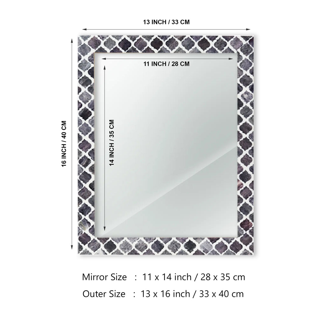 Make To Order Moroccan Grey Mirror Bone & Resin Inlay Collection in 4 Sizes