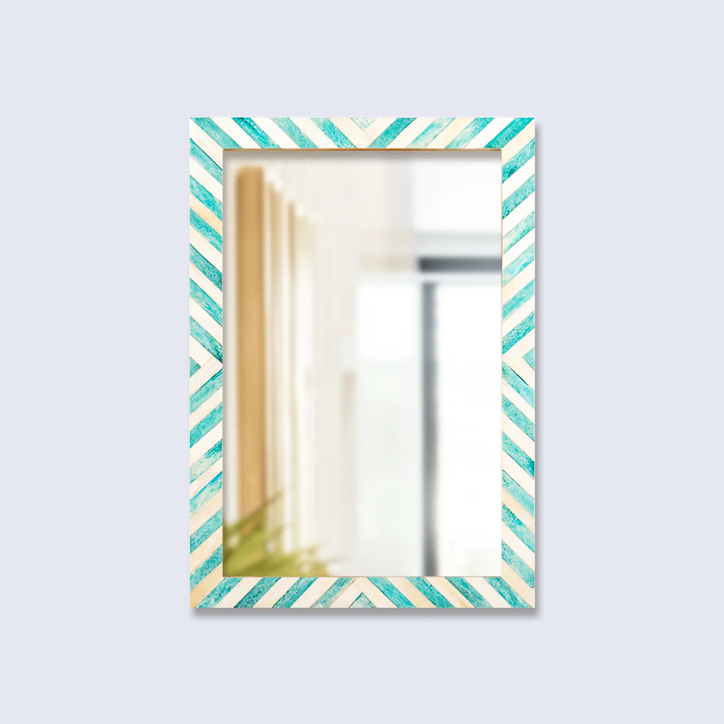 Make To Order Chevron Green Mirror Bone Inlay Collection in 3 Sizes