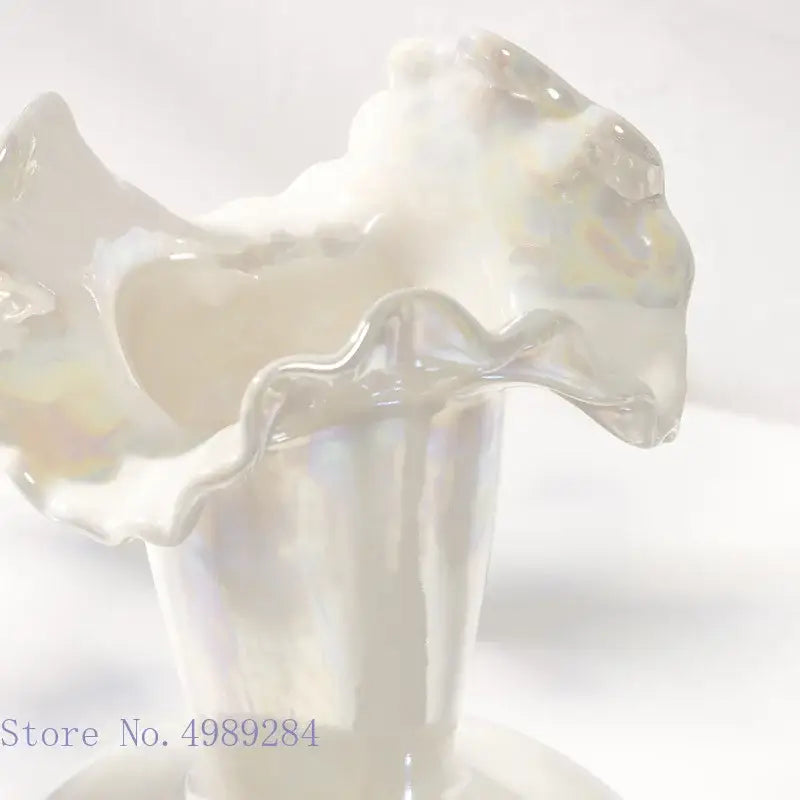 DecorBites™ Ceramic Shell Vase - White Gloss - Abstract Irregular Design for Home Decor