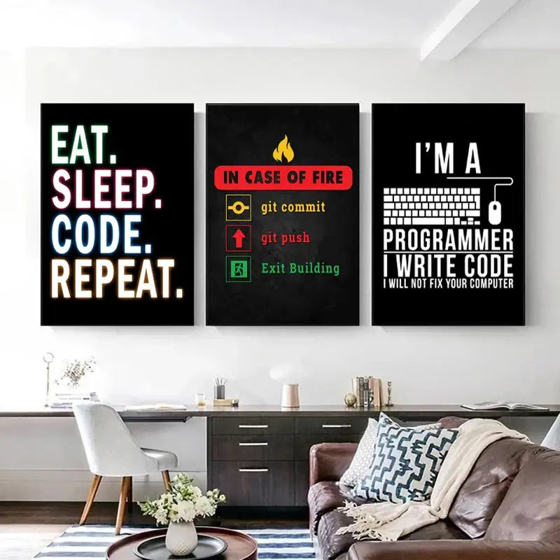 Abstract programmer gamer educational infographic canvas art bedroom