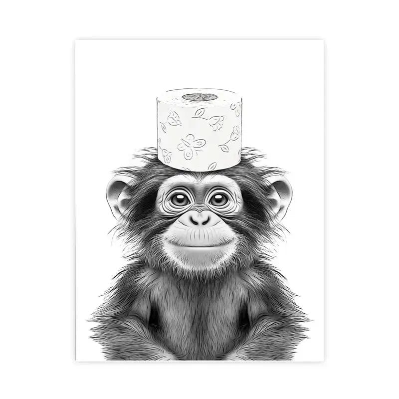 Funny black and white dog bathroom poster wall art