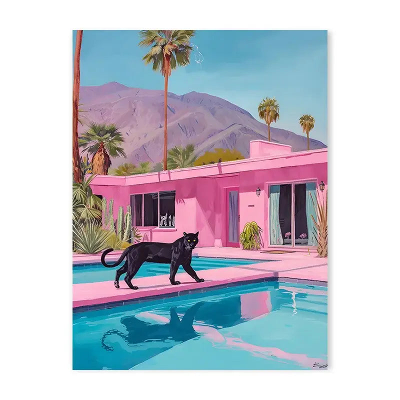 Vibrant pink leopard bathtub animal canvas art bathroom decor