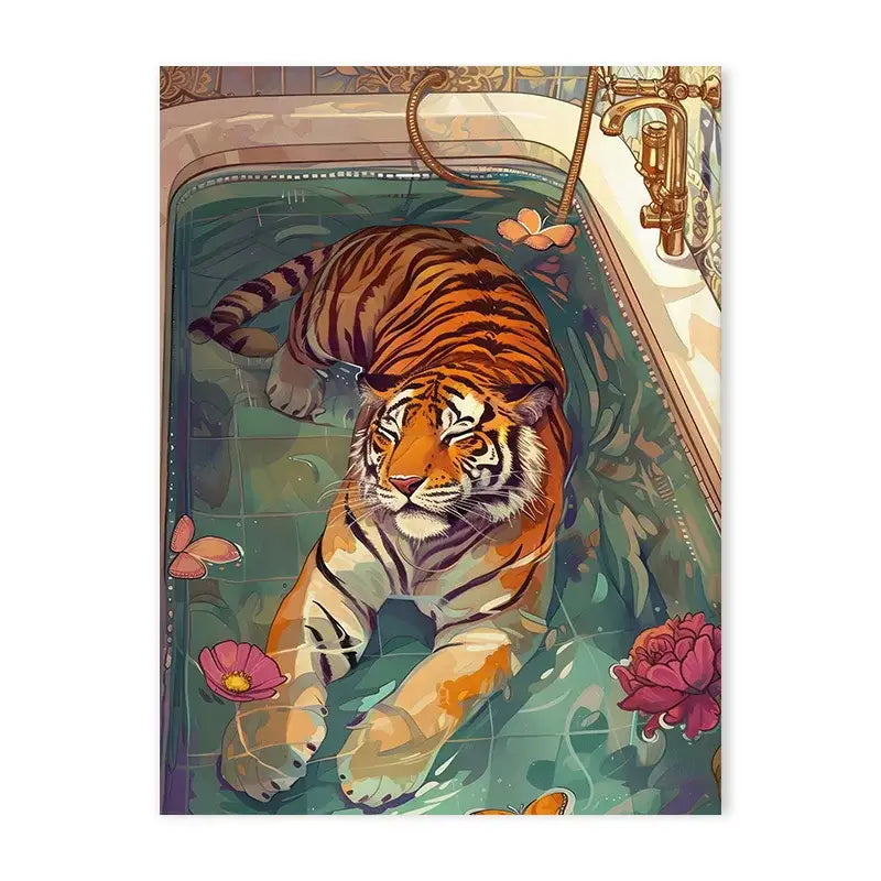 Vibrant golden cheetah animal canvas painting living room wall decor