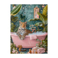 Leopard colorful bathtub animal canvas painting for living room