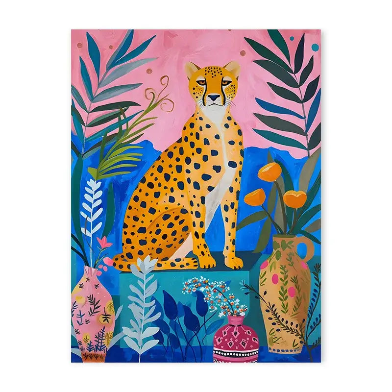 Colorful bathtub animal canvas painting bathroom wall art
