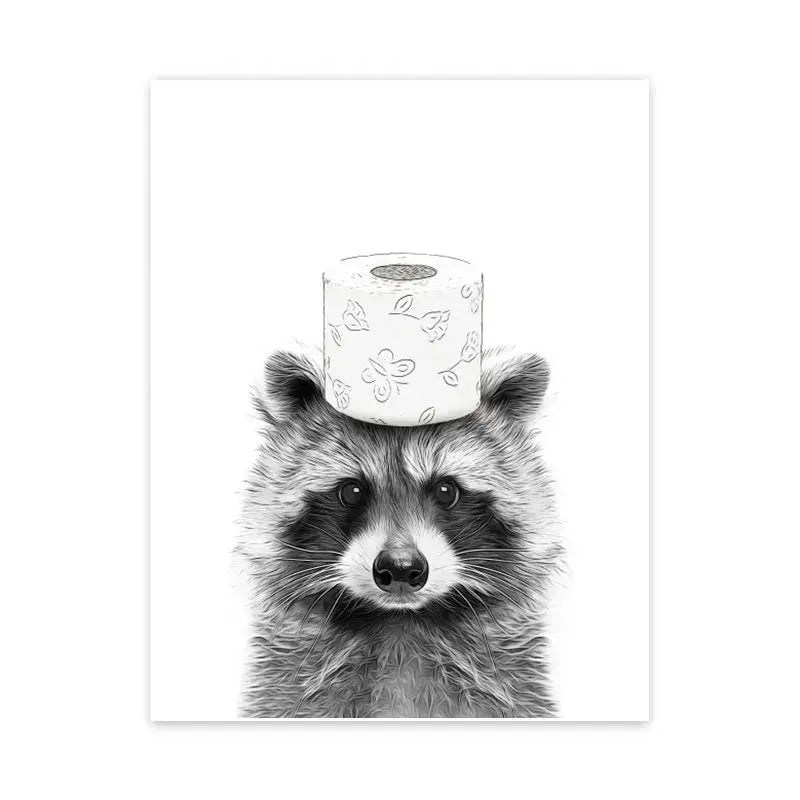Giraffe with floral hat animals bathroom wall art poster