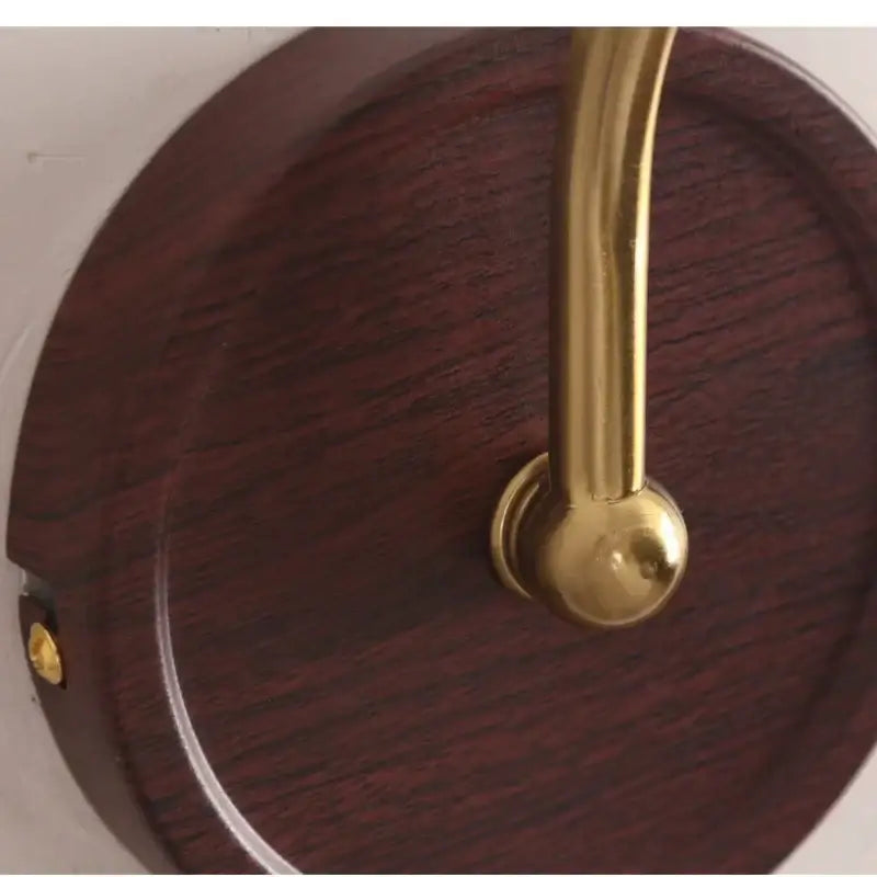 Antique brass and wood led wall light bedroom sconce with glass shade
