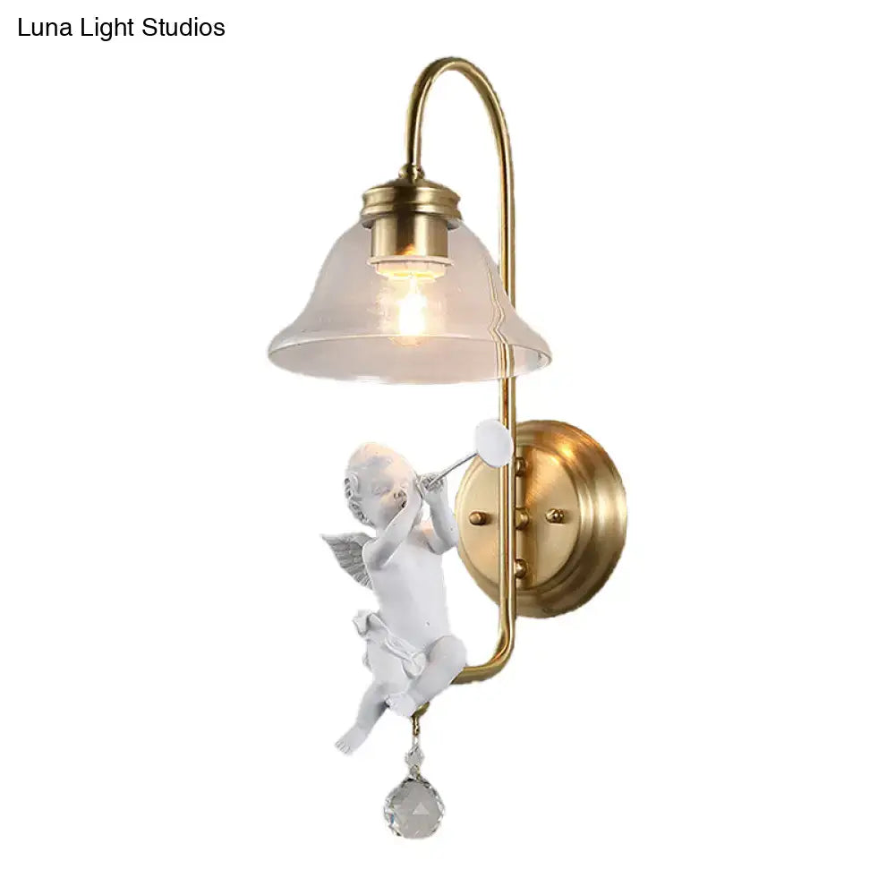 DecorBites™ Modern Gold Glass Sconce Light with Resin Deco - 1-Light Wall Lamp