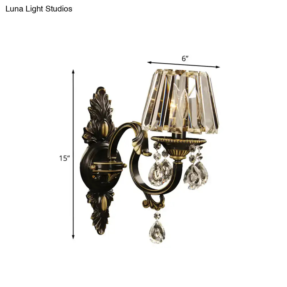 DecorBites™ Modern Hand-Cut Crystal Wall Sconce in Black & Gold