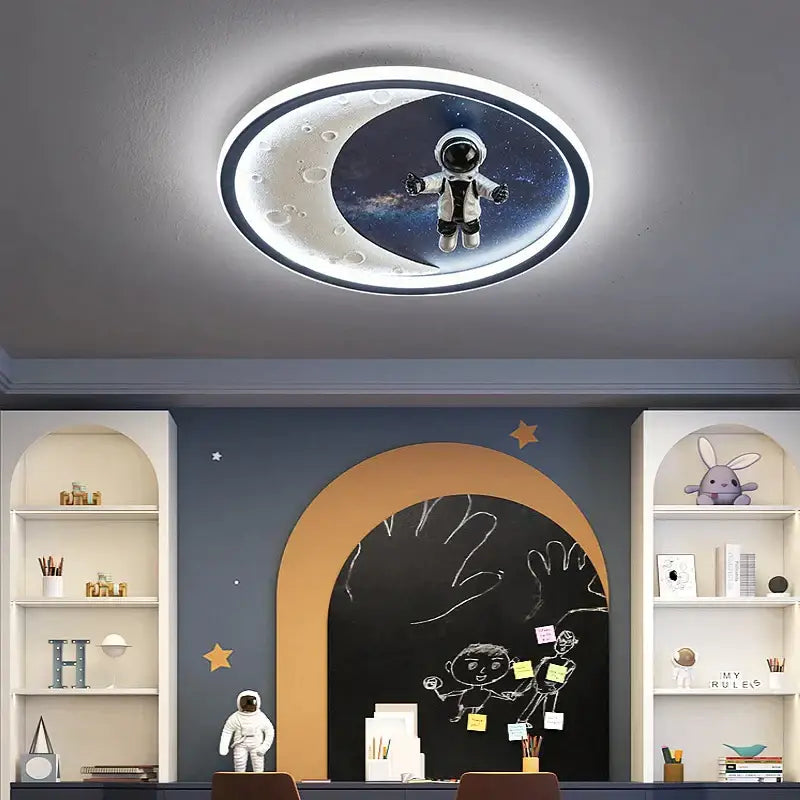 Astronaut crescent moon led ceiling light for boys room
