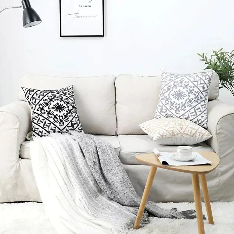 Aztec embroidery canvas cushion cover living room throw pillow