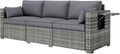 Three Seater Wicker Sofa with Side Tray Tables