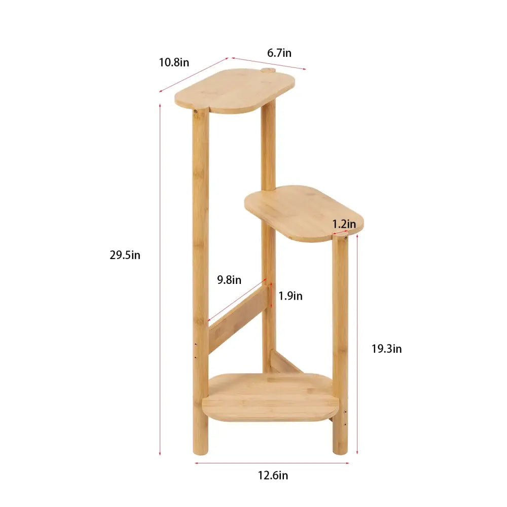 Natural & dark bamboo corner plant stand living room 3-tier rack