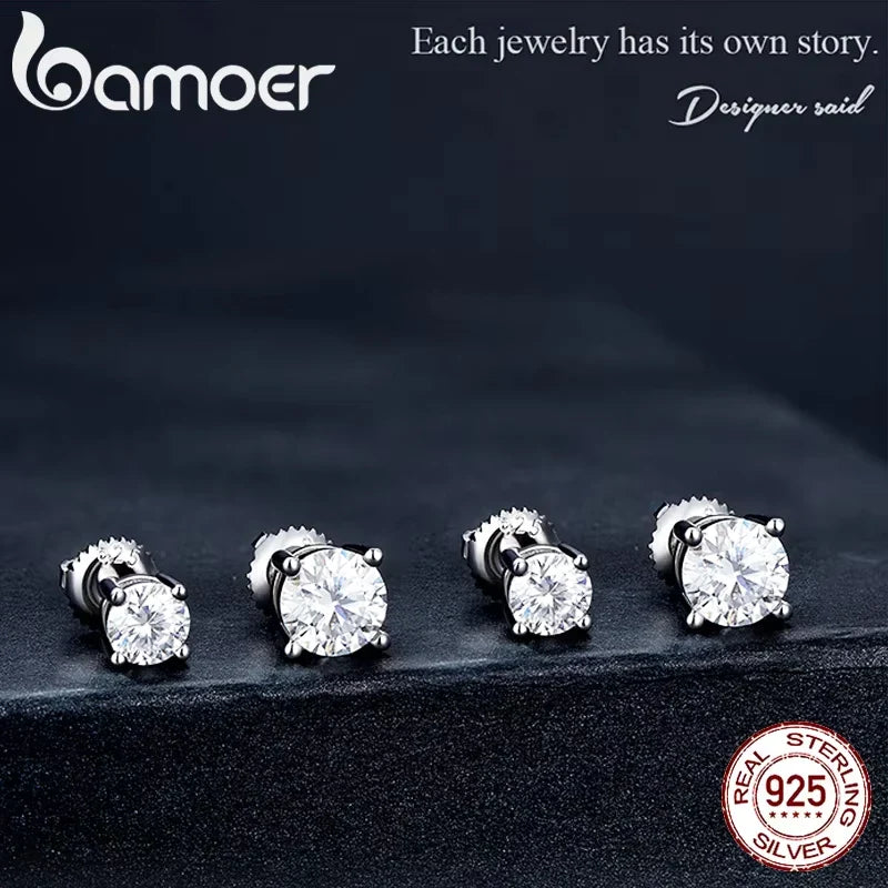Moissanite Stud Earrings 0.5-1ct Screw Back D VVS1 Lab Created White Gold