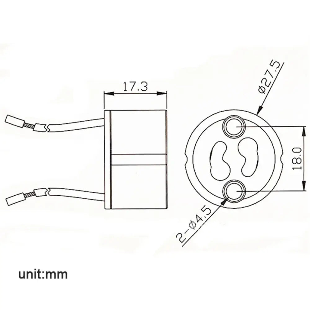 DecorBites™ GU10 Ceramic Socket Holder with Metal Bracket for Halogen Incandescent Bulb