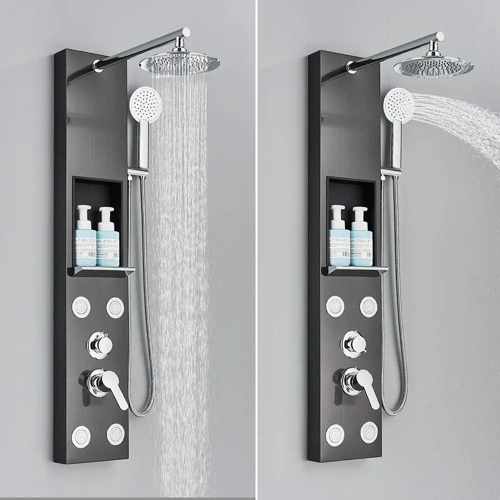 DecorBites™ Rainfall Shower Panel with Storage Rack and Massage Jets