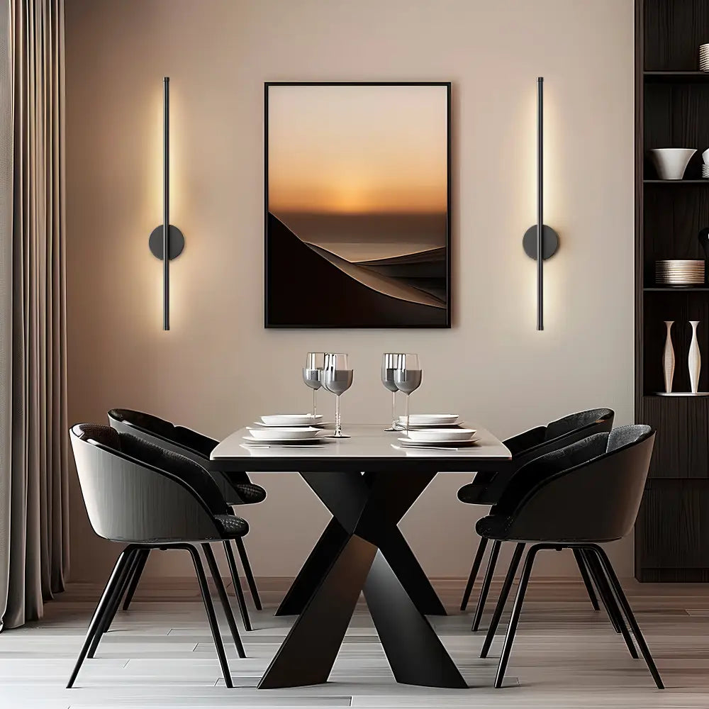 Modern black battery operated wall sconces dining room set