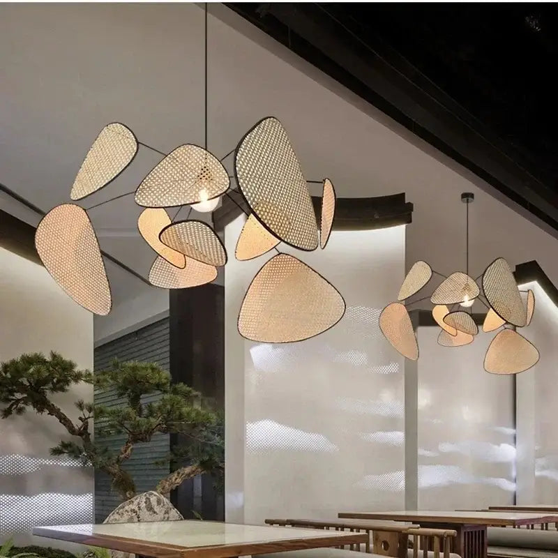DecorBites™ Black Rattan Ceiling Chandelier for Indoor Lighting Decor