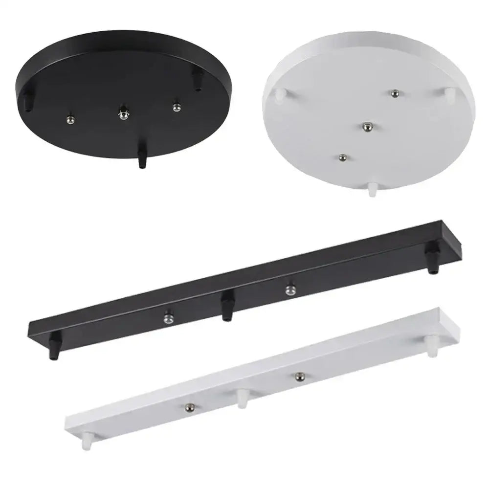 Black & white 3 head pendant light base canopy plate dining room