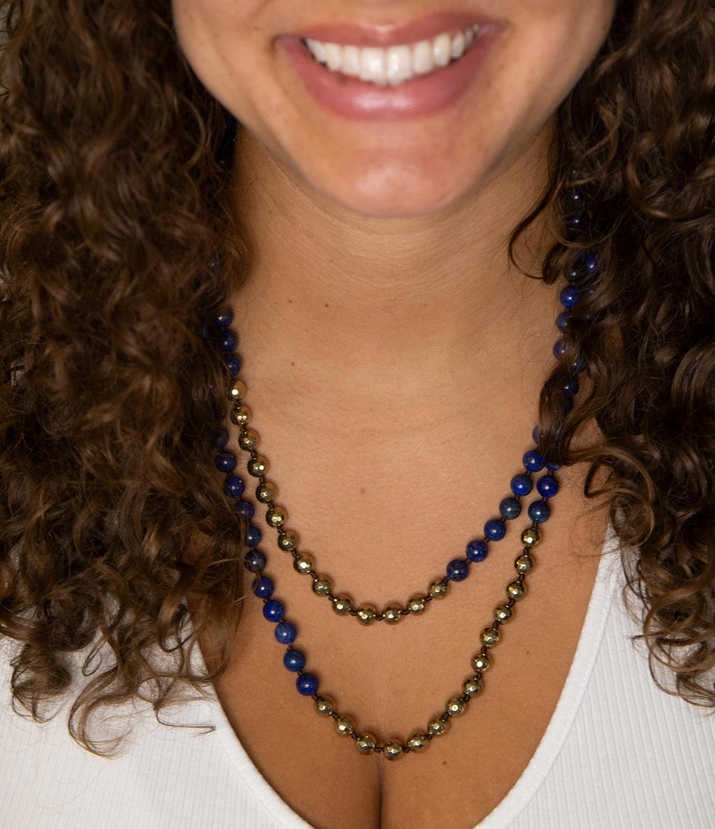 Blue Lapis Wrap Golden Necklace