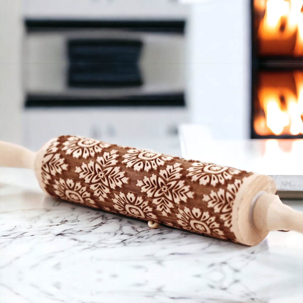 Boxed Rolling Pin Set - 5 Patterned Baking Pins, Kids Friendly, Wooden
