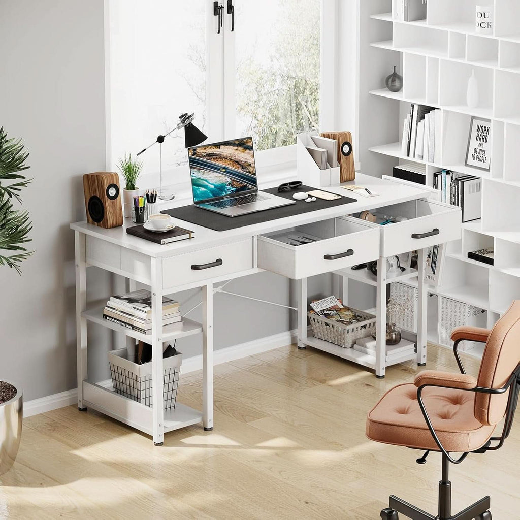 White 48 Inch Contemporary Premier Desk With Drawers