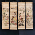 Chinese “Tiger Girl” Four‑Screen Calligraphy & Painting Scroll