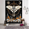 DecorBites™ Celestial Moth Tapestry: Moon Phase Flower Mandala Wall Decor