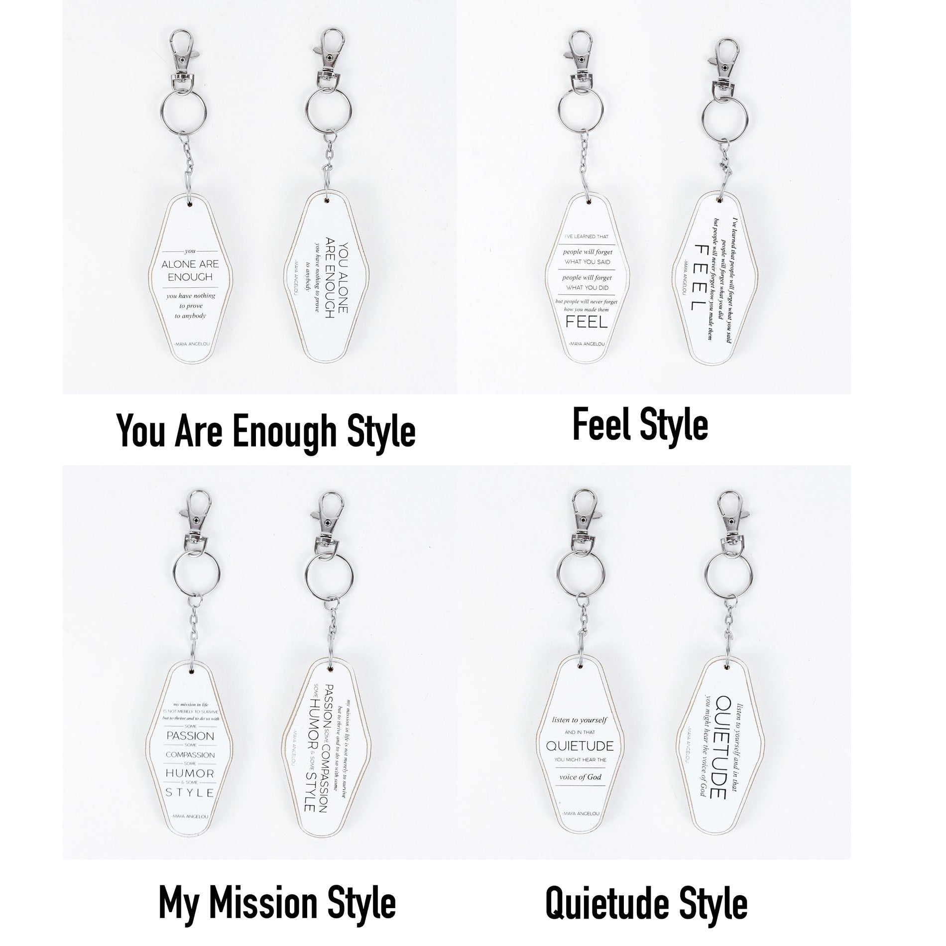 Wooden Inspirational Keychains Double Sided Engraved Motivational Messages Vertical Horizontal