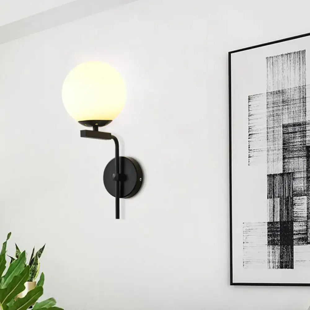 DecorBites™ Contemporary Sphere Glass Sconce Light - Bedroom Wall Mount with 1-Bulb