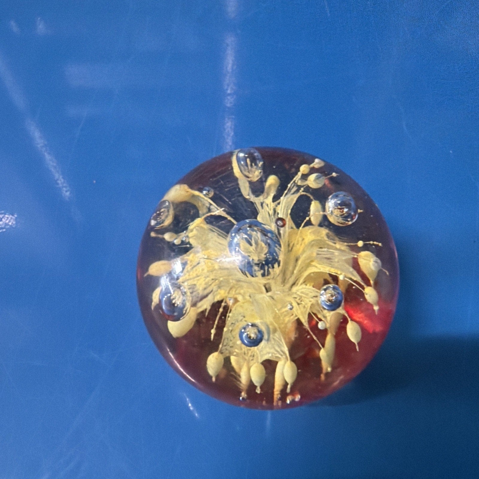 Vtg Art Glass oval paper weight