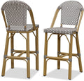 French Style Rattan Bar Stools Set for Outdoor Spaces