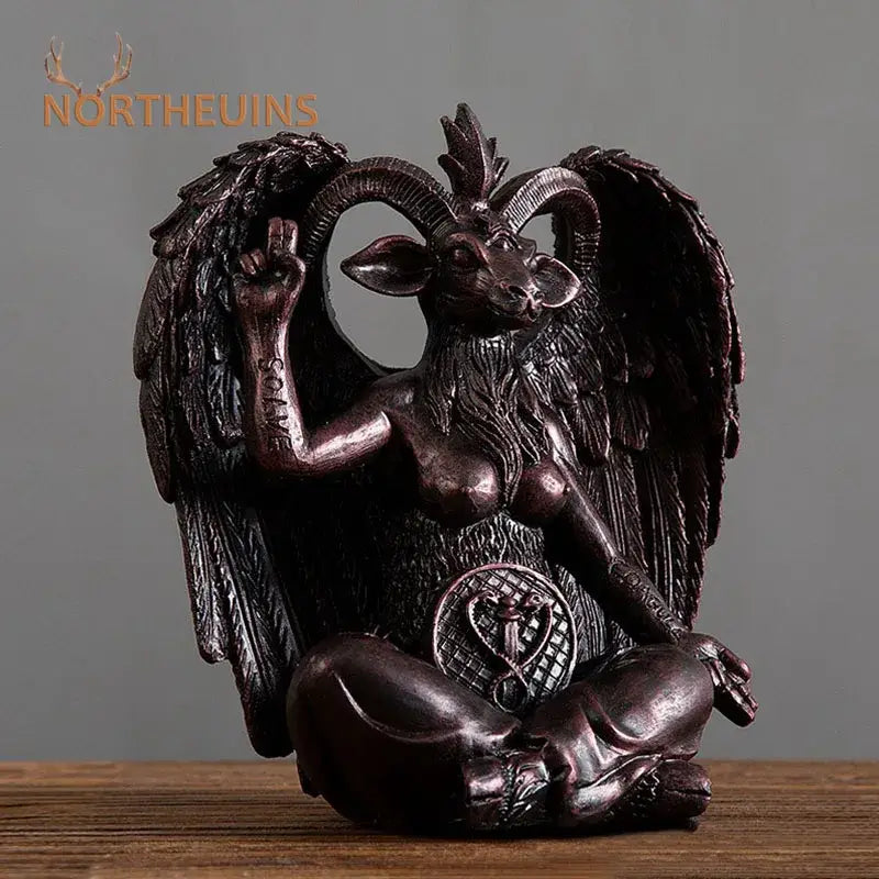 DecorBites™ Baphomet Horned Devil Statue 16cm: Satanic Goat Figurine for Home Office Decor