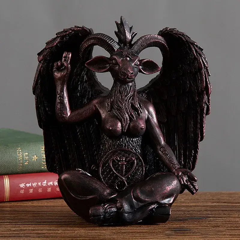 DecorBites™ Baphomet Horned Devil Statue 16cm: Satanic Goat Figurine for Home Office Decor