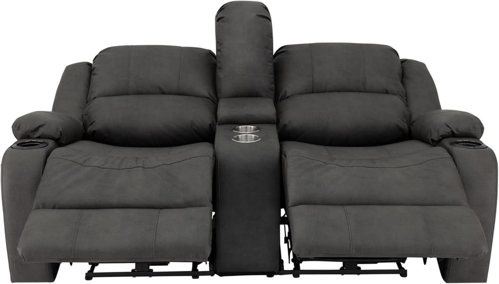 67 Inch Powered Wall Hugger Recliner Sofa Gunmetal Fabric