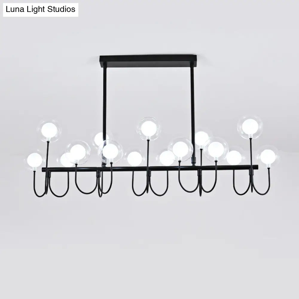 DecorBites™ 15-Light Black Ceiling Light: Modern Clear Glass Globe Pendant with Adjustable Hanging Cord