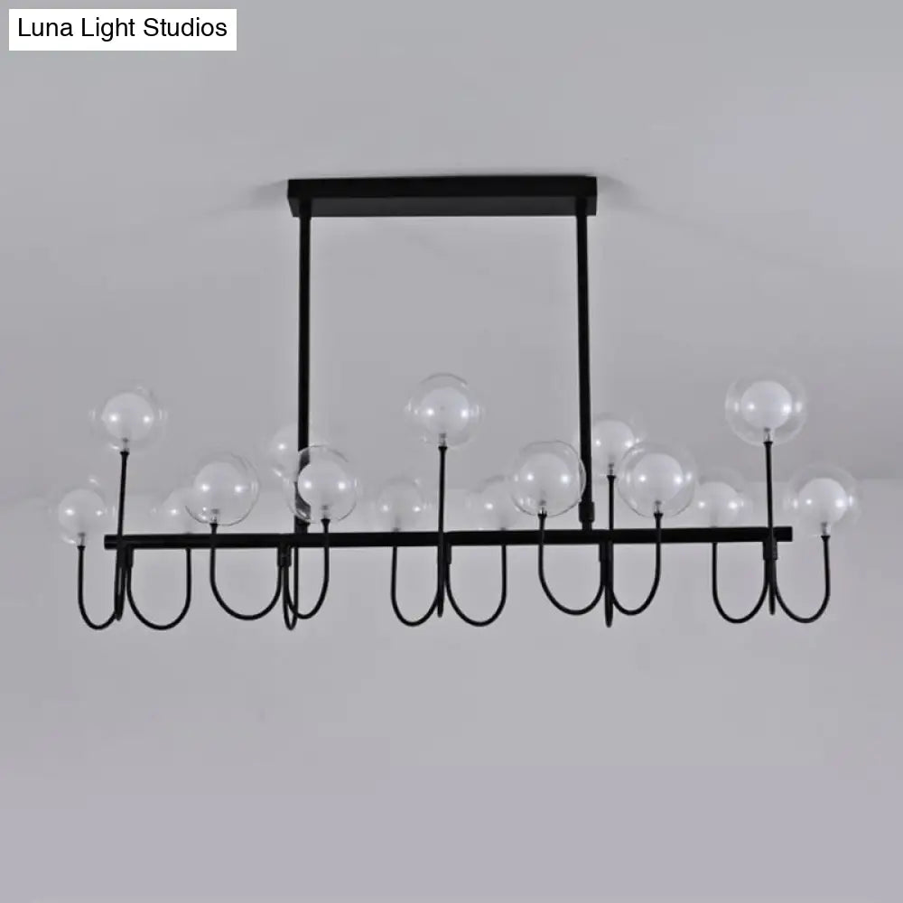 DecorBites™ 15-Light Black Ceiling Light: Modern Clear Glass Globe Pendant with Adjustable Hanging Cord