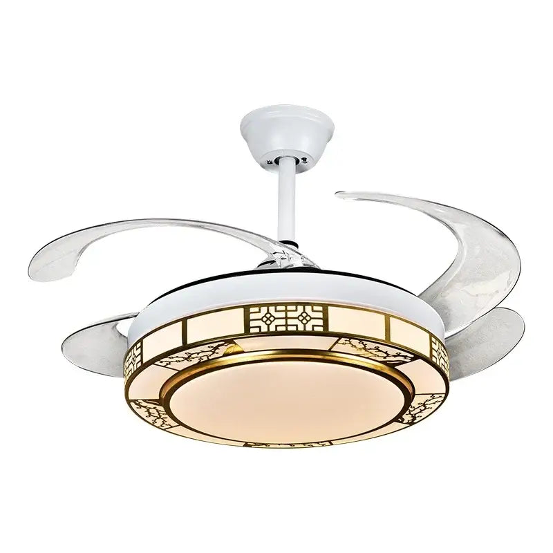 Modern geometric gold led ceiling fan – living room dimmable light