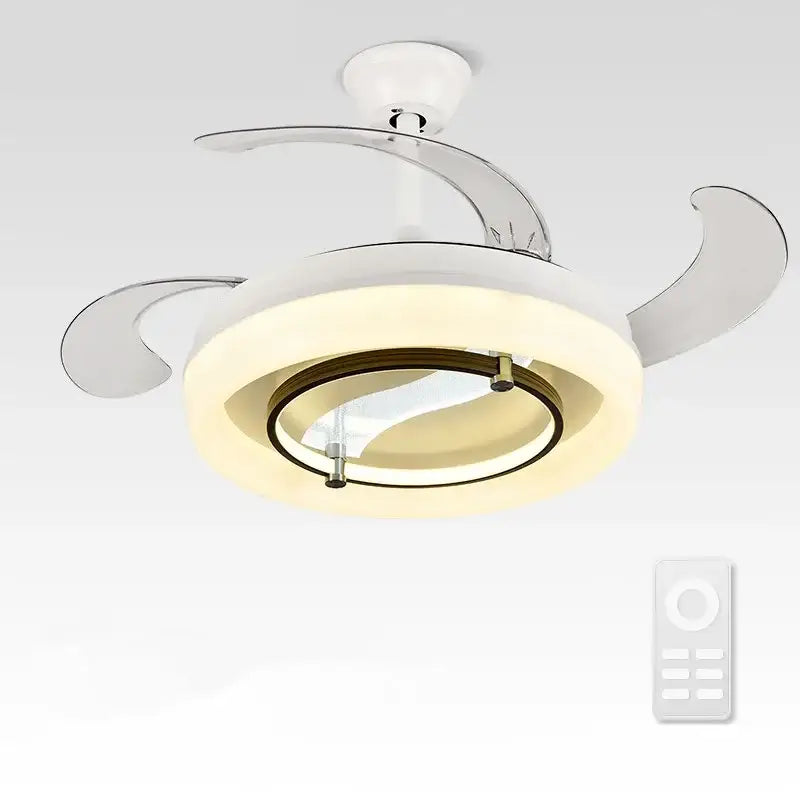 Modern white retractable fan chandelier bedroom ceiling fan