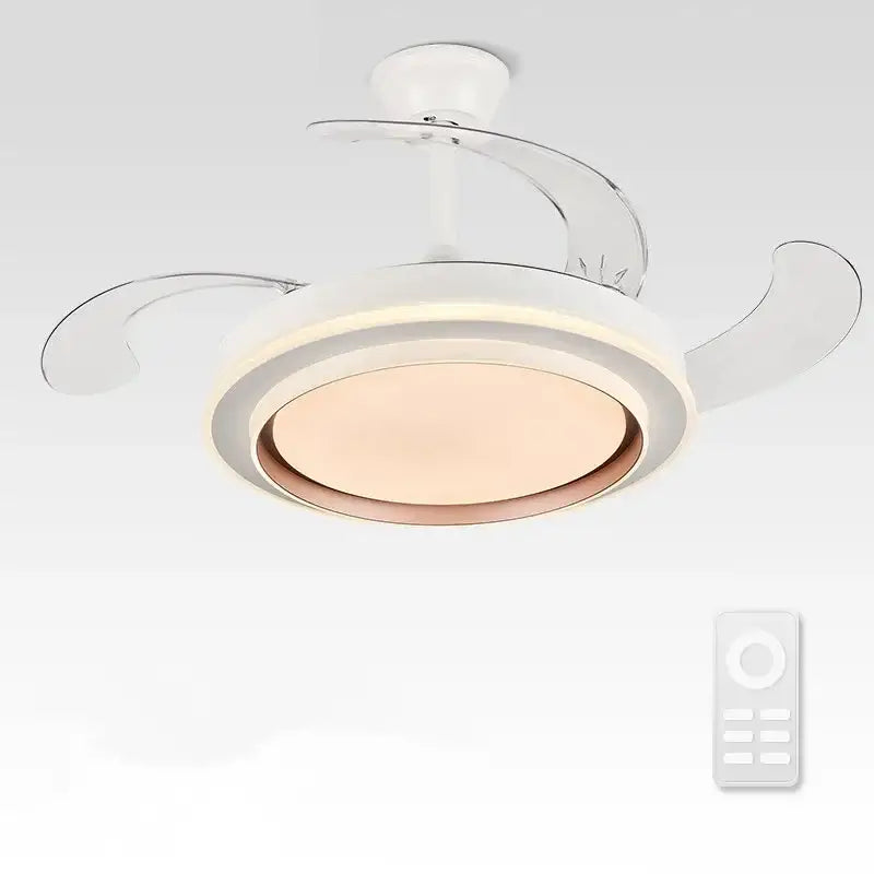 Modern white ceiling fan with led lights and remote control bedroom