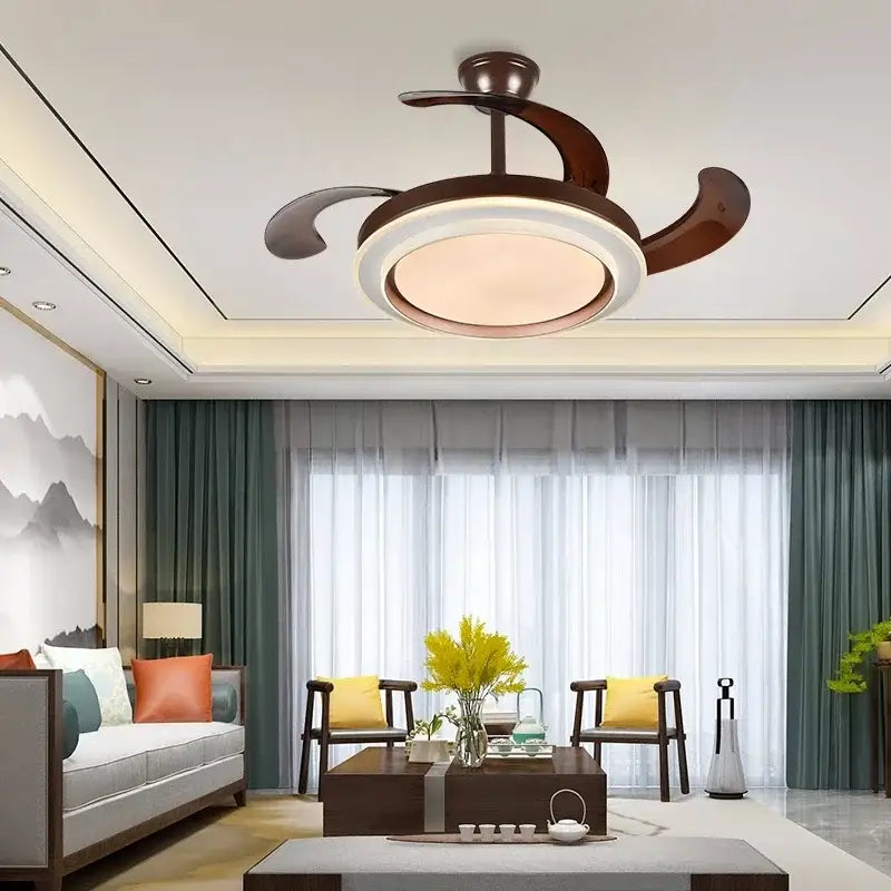 Modern white ceiling fan with led lights and remote control bedroom