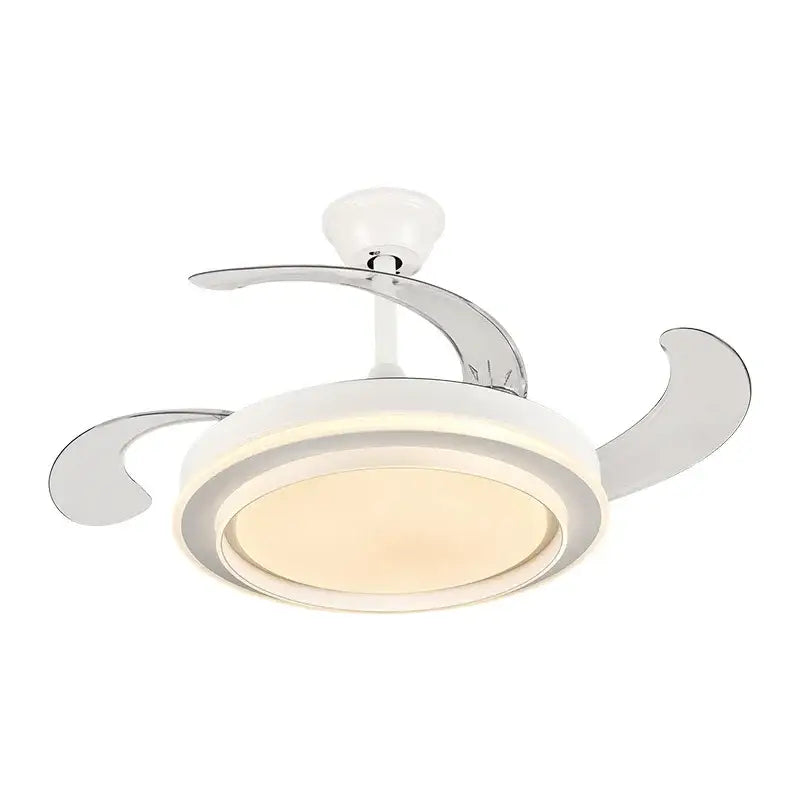 Modern white ceiling fan with led lights and remote control bedroom