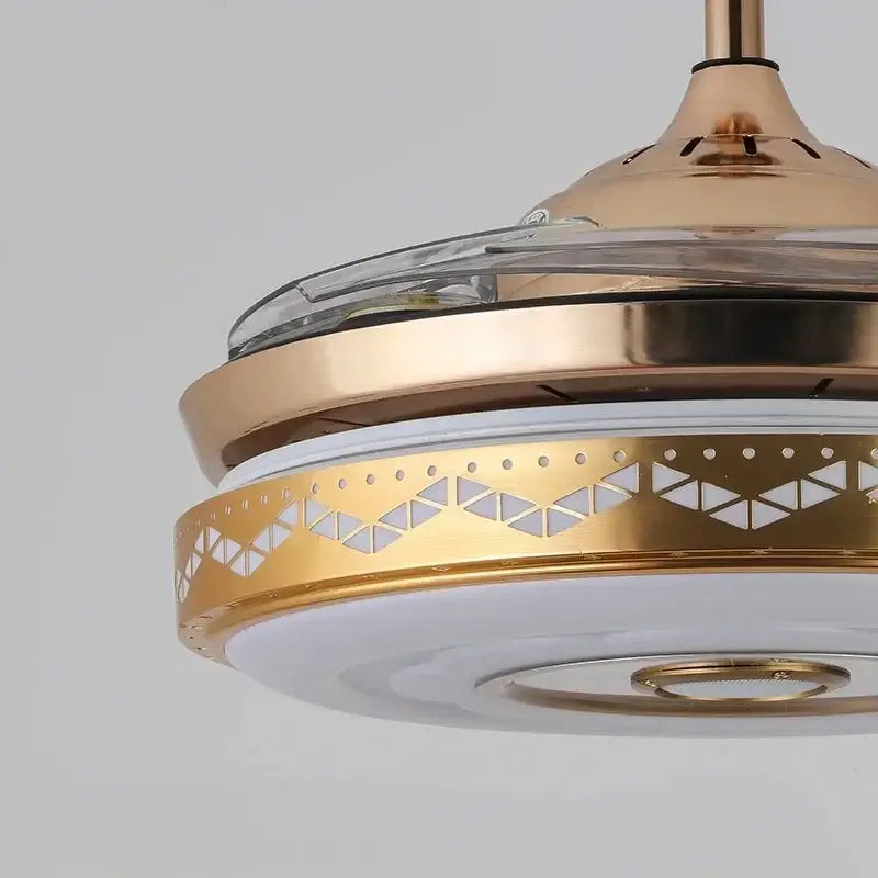 Modern gold bluetooth ceiling fan – bedroom rgb color light