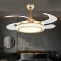 Gold crystal retractable ceiling fan light bedroom led fan light