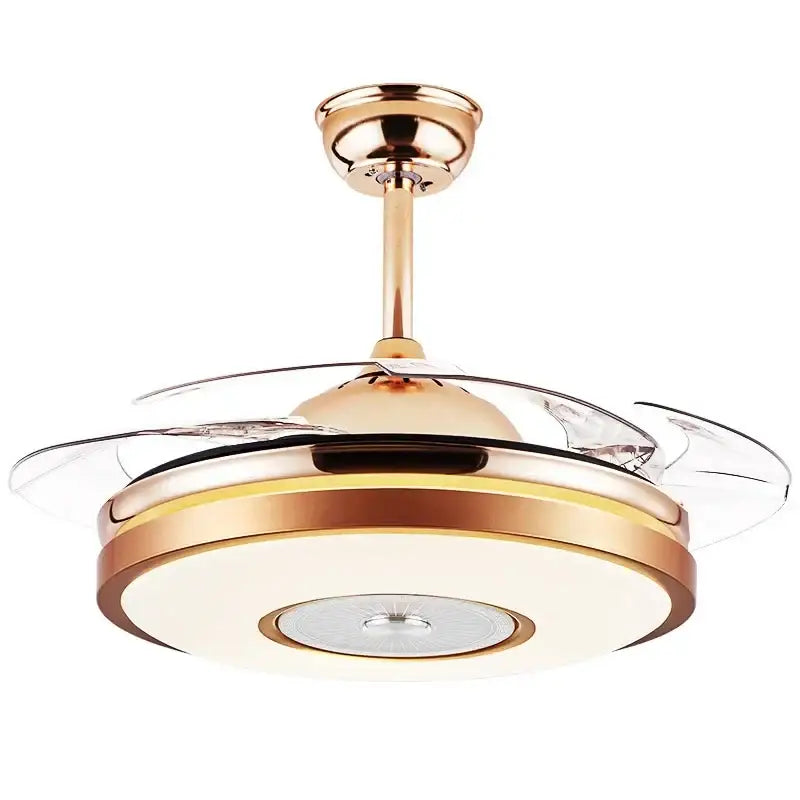 Modern gold led ceiling fan with remote – living room light