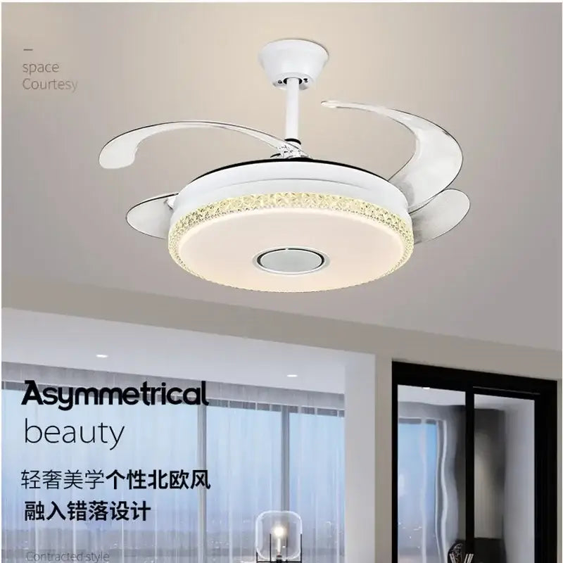 Luxury white crystal ceiling fan light – bedroom led fan