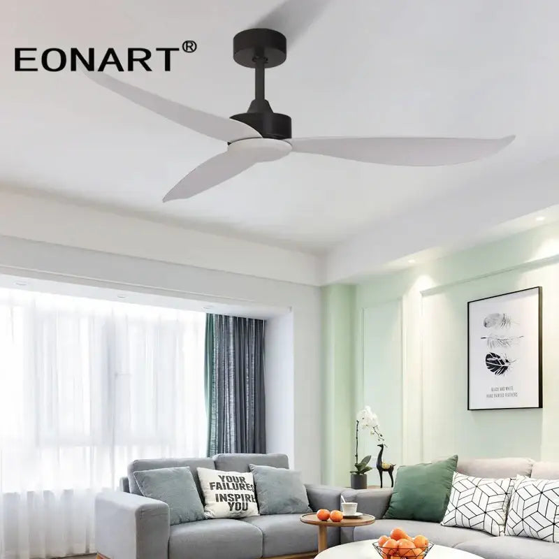 Modern black & dark brown ceiling fan with remote control living room